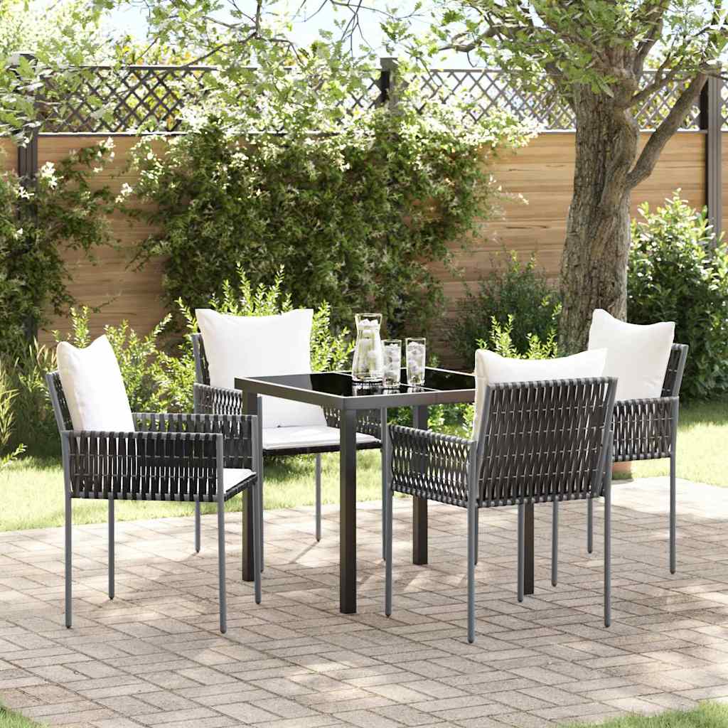 Have Spisebordssæt 5 pcs Brun og sort PE Rattan
