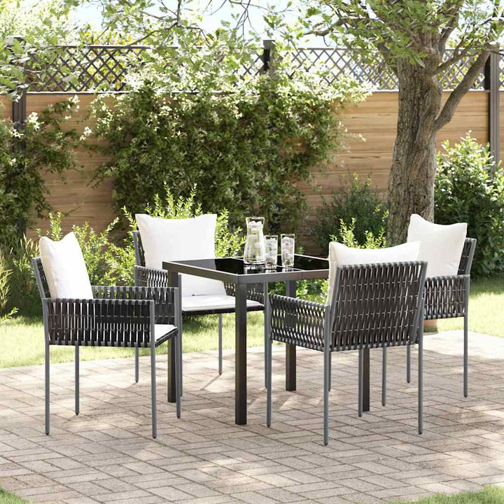 Have Spisebordssæt 5 pcs Brun og sort PE Rattan