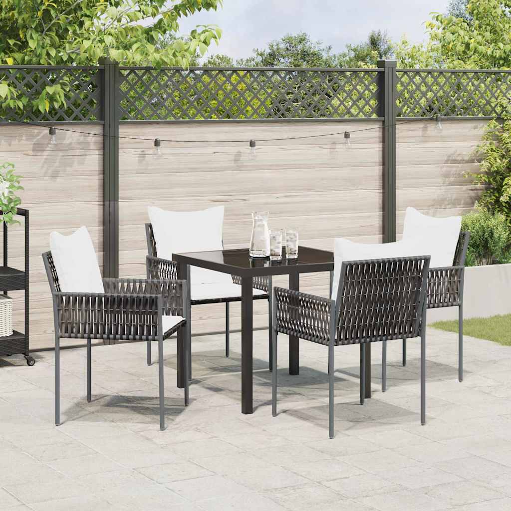 Have Spisebordssæt 5 pcs Brun og sort PE Rattan