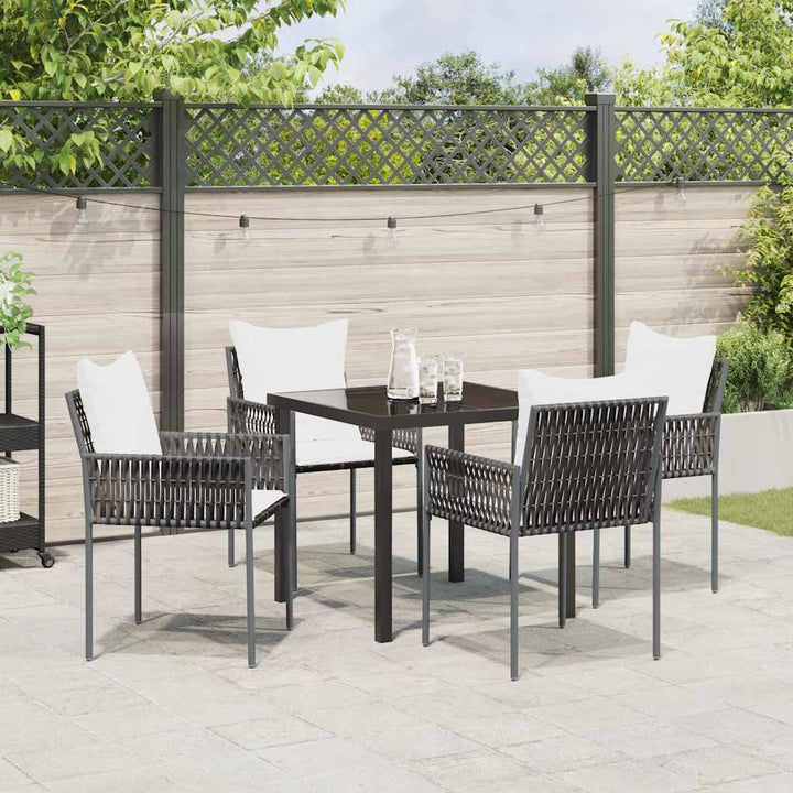 Have Spisebordssæt 5 pcs Brun og sort PE Rattan
