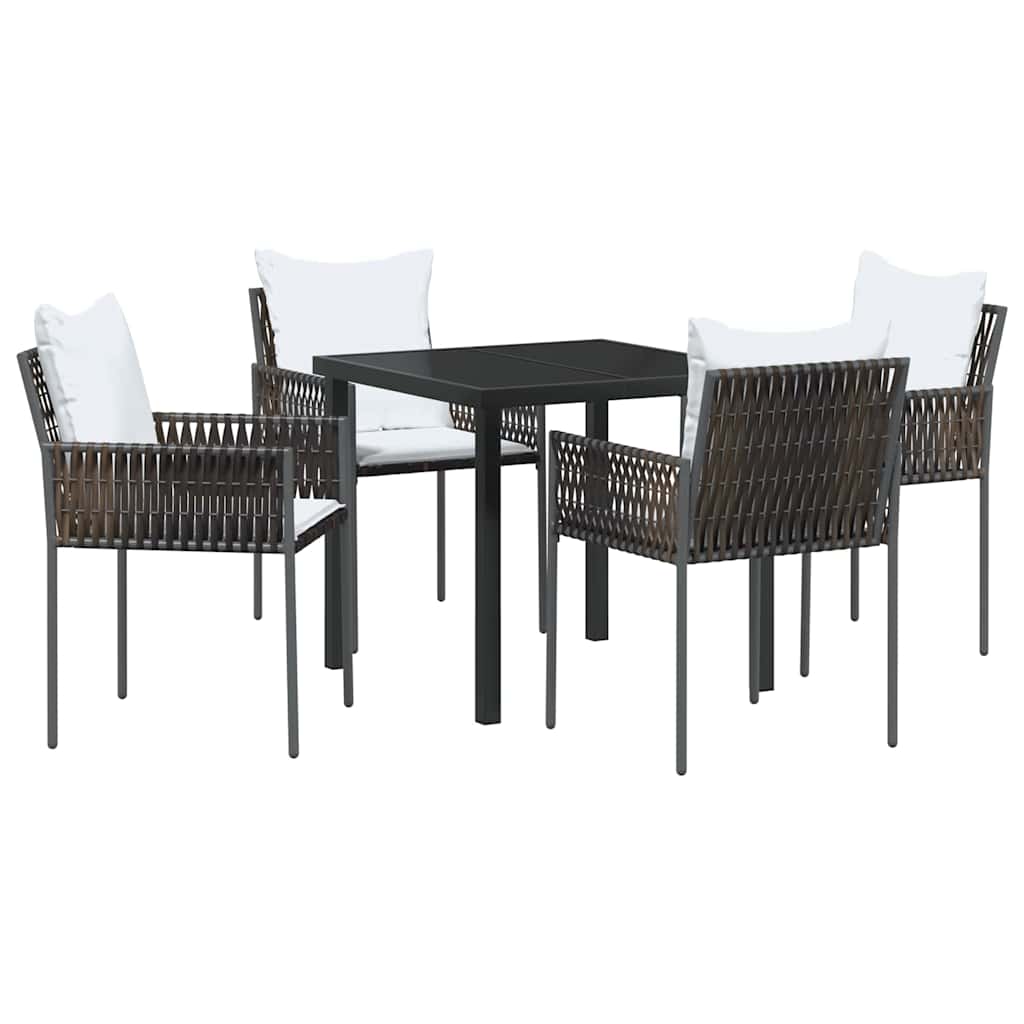 Have Spisebordssæt 5 pcs Brun og sort PE Rattan