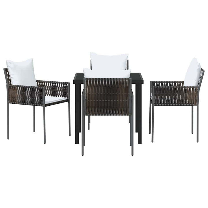 Have Spisebordssæt 5 pcs Brun og sort PE Rattan