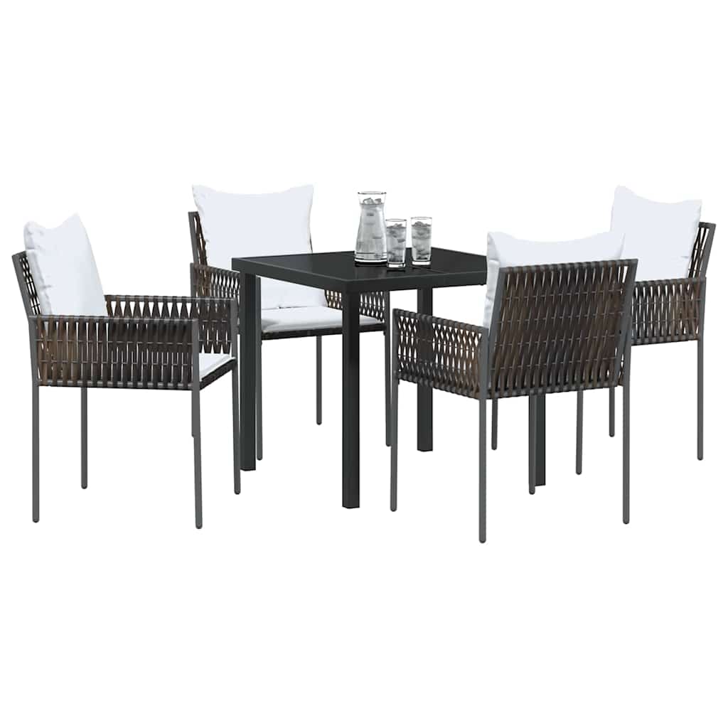 Have Spisebordssæt 5 pcs Brun og sort PE Rattan