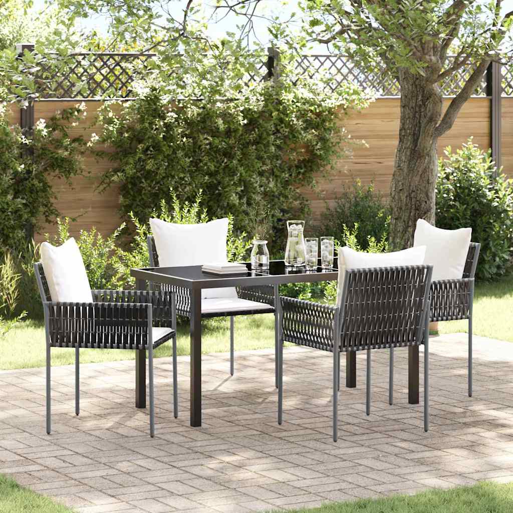 Have Spisebordssæt 5 pcs Brun og sort PE Rattan