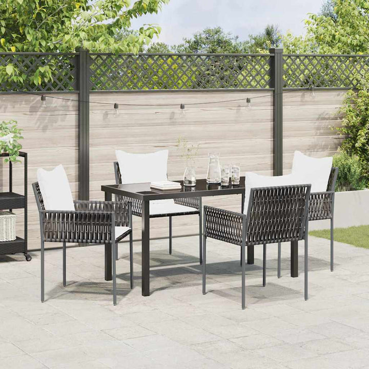 Have Spisebordssæt 5 pcs Brun og sort PE Rattan