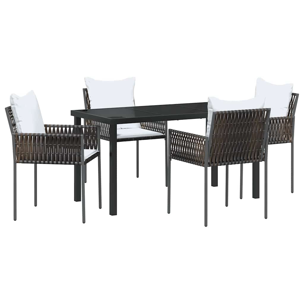 Have Spisebordssæt 5 pcs Brun og sort PE Rattan