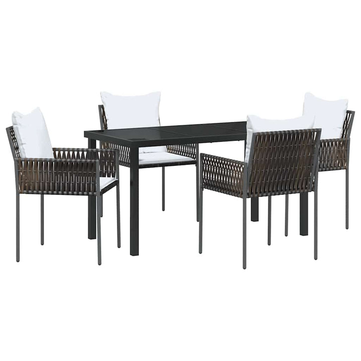 Have Spisebordssæt 5 pcs Brun og sort PE Rattan