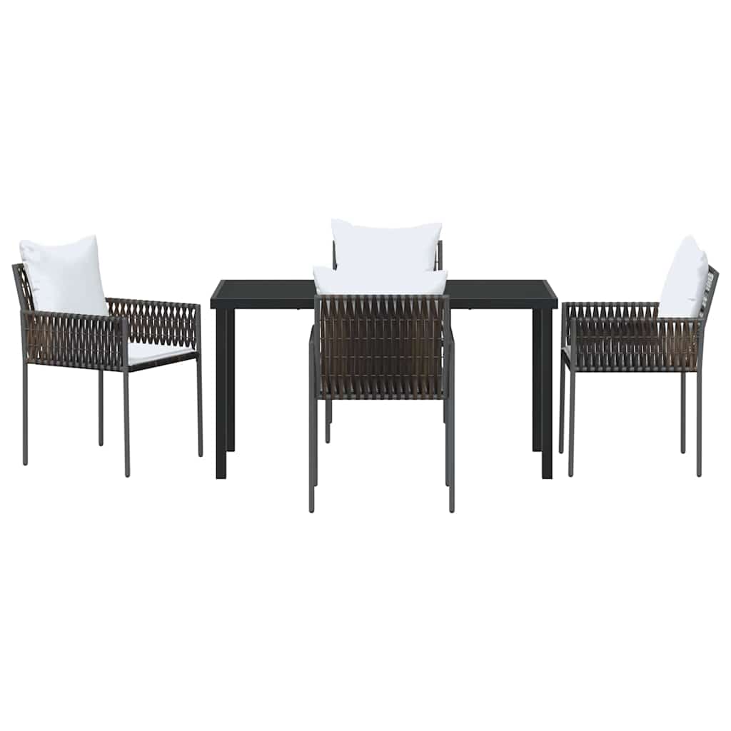 Have Spisebordssæt 5 pcs Brun og sort PE Rattan