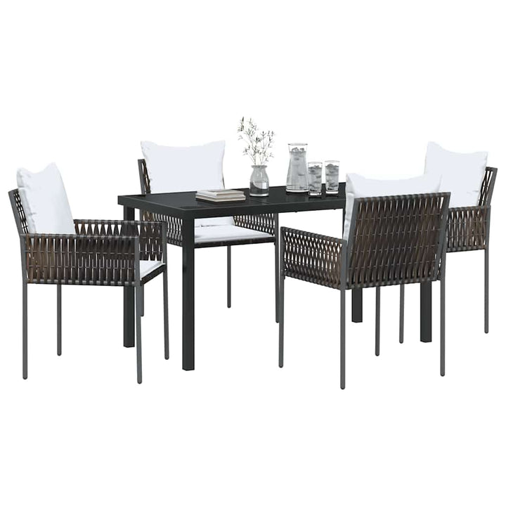 Have Spisebordssæt 5 pcs Brun og sort PE Rattan