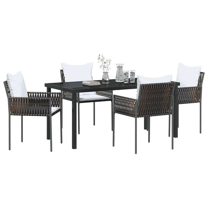 Have Spisebordssæt 5 pcs Brun og sort PE Rattan