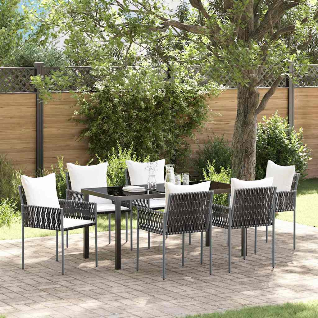 Have Spisebordssæt 7 pcs Brun og sort PE Rattan