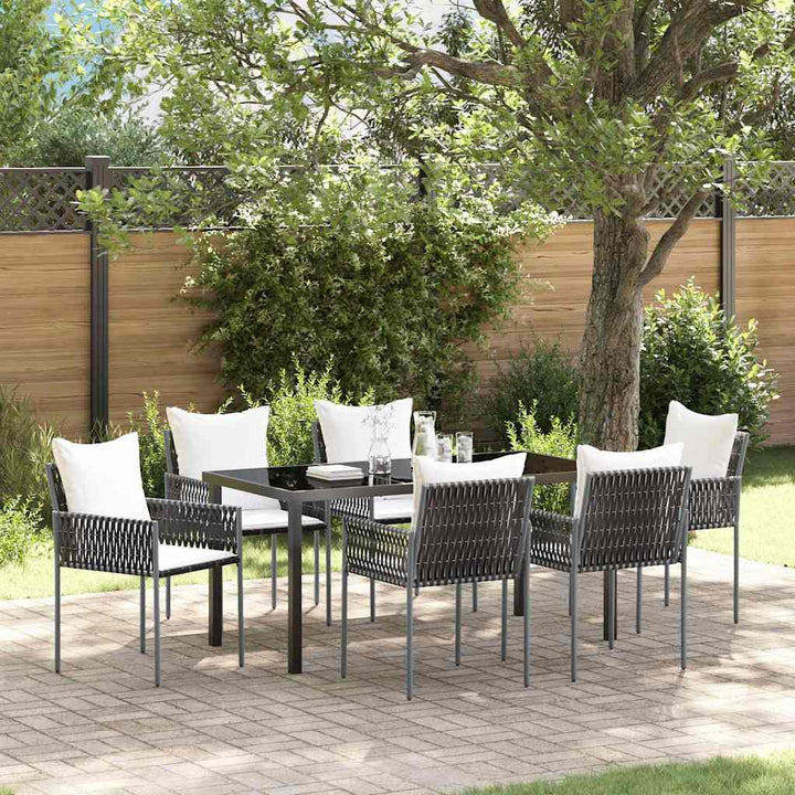 Have Spisebordssæt 7 pcs Brun og sort PE Rattan