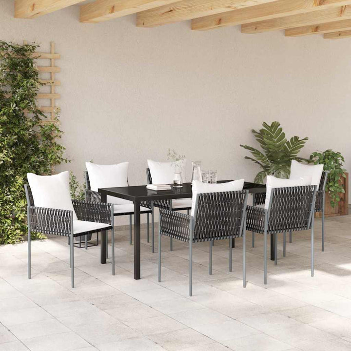 Have Spisebordssæt 7 pcs Brun og sort PE Rattan