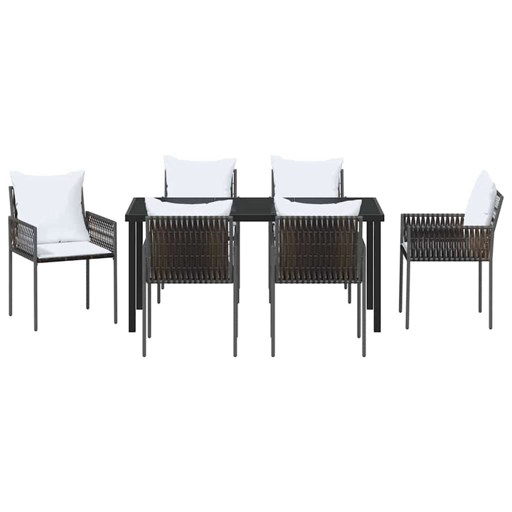 Have Spisebordssæt 7 pcs Brun og sort PE Rattan
