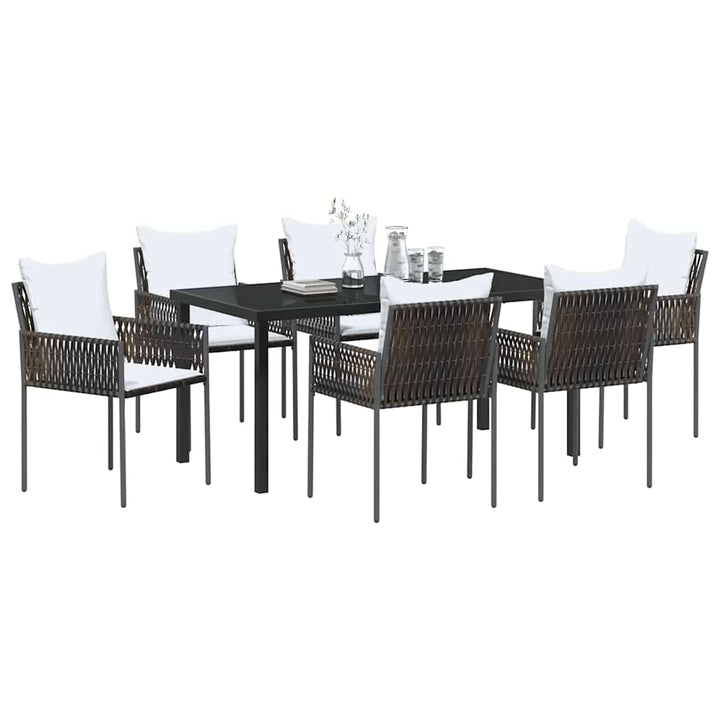Have Spisebordssæt 7 pcs Brun og sort PE Rattan
