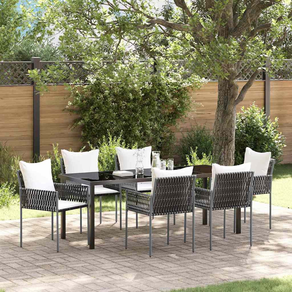Have Spisebordssæt 7 pcs Brun og sort PE Rattan