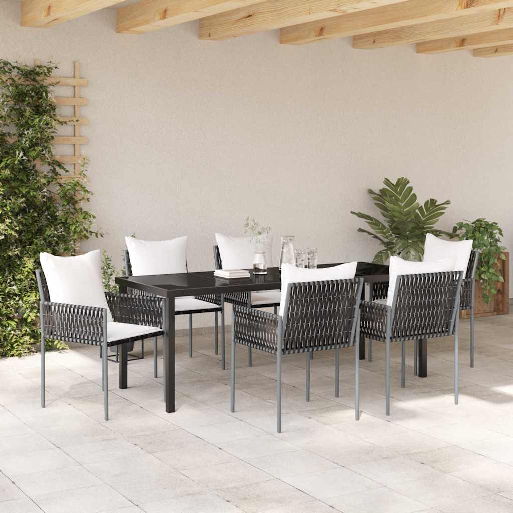 Have Spisebordssæt 7 pcs Brun og sort PE Rattan
