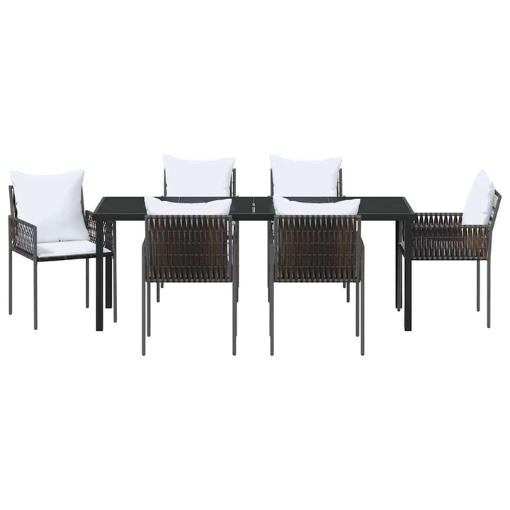 Have Spisebordssæt 7 pcs Brun og sort PE Rattan