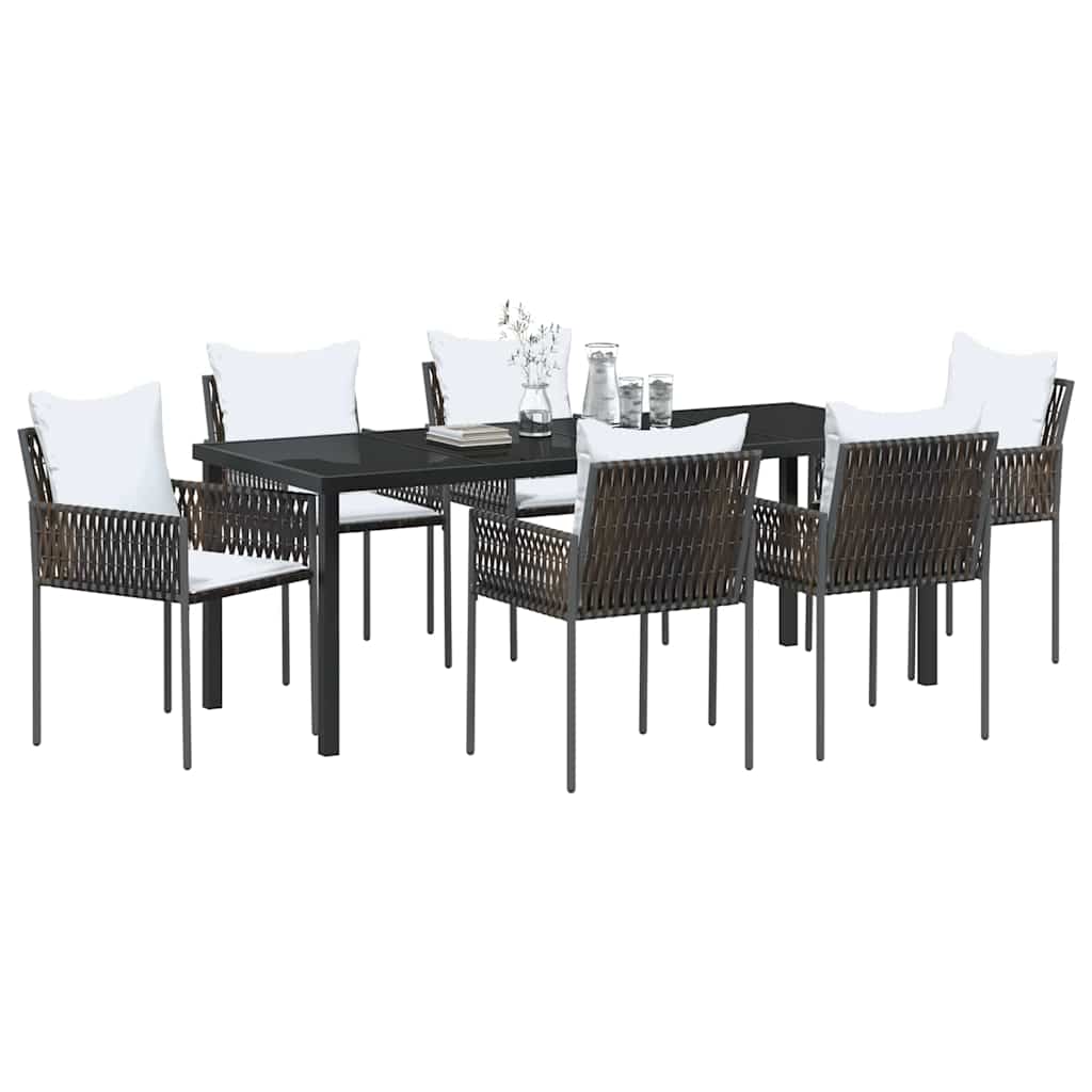 Have Spisebordssæt 7 pcs Brun og sort PE Rattan