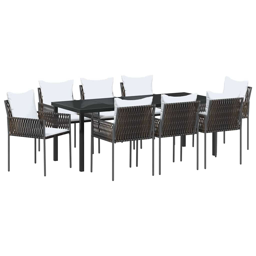 Have Spisebordssæt 9 pcs Brun og sort PE Rattan