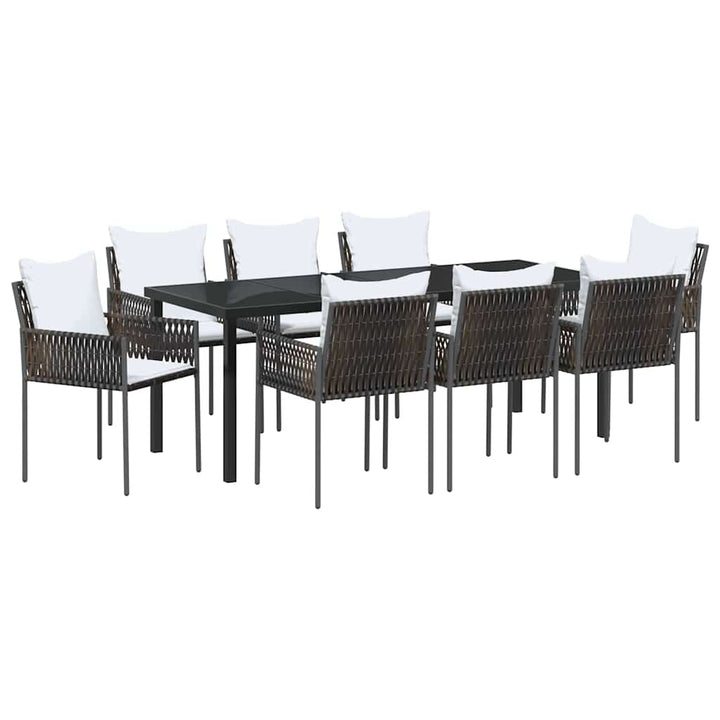 Have Spisebordssæt 9 pcs Brun og sort PE Rattan