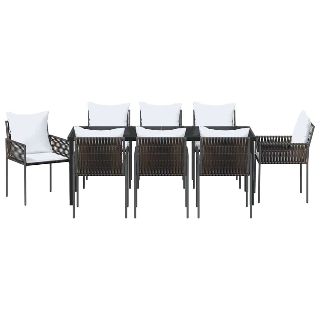 Have Spisebordssæt 9 pcs Brun og sort PE Rattan