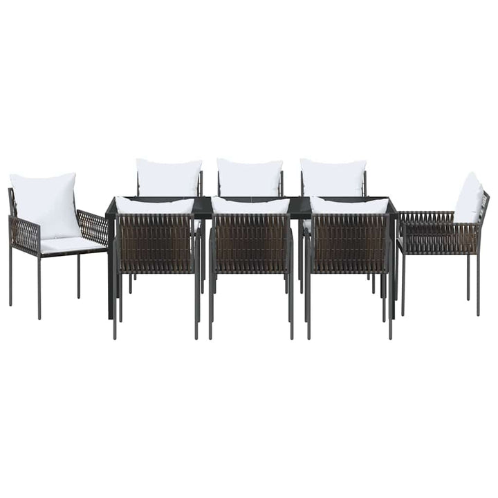 Have Spisebordssæt 9 pcs Brun og sort PE Rattan