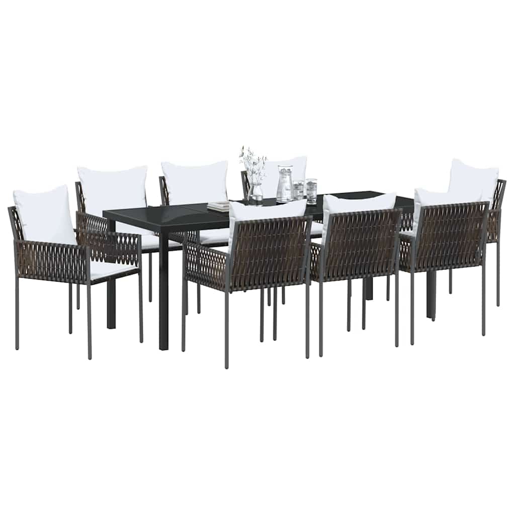 Have Spisebordssæt 9 pcs Brun og sort PE Rattan