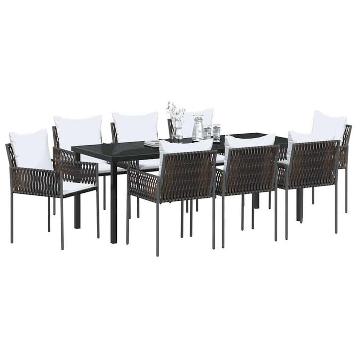 Have Spisebordssæt 9 pcs Brun og sort PE Rattan