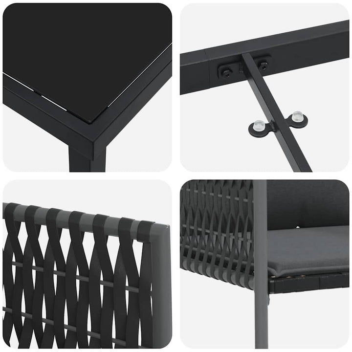 Have Spisebordssæt 3 pcs Sort og grå PE Rattan
