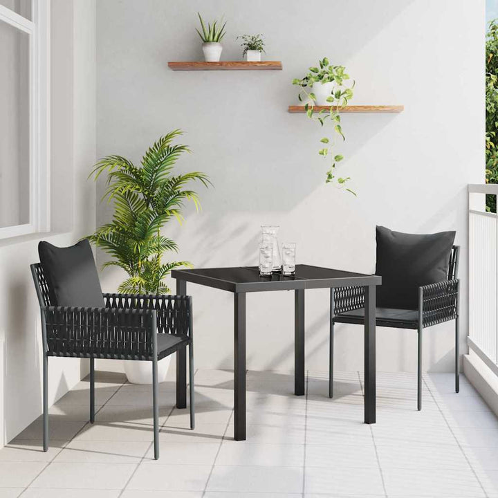 Have Spisebordssæt 3 pcs Sort og grå PE Rattan