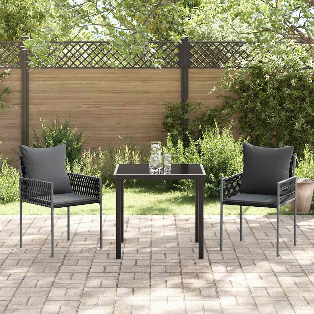 Have Spisebordssæt 3 pcs Sort og grå PE Rattan