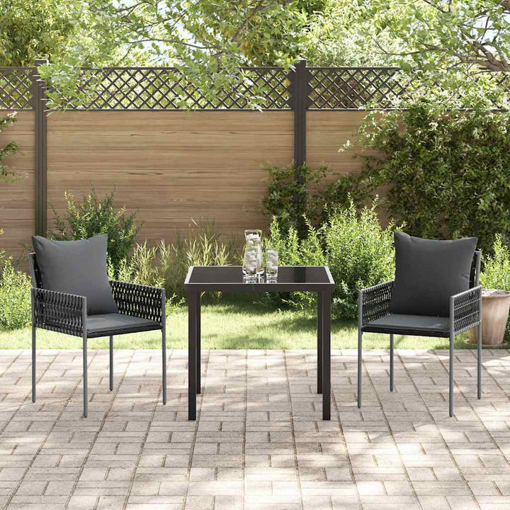 Have Spisebordssæt 3 pcs Sort og grå PE Rattan