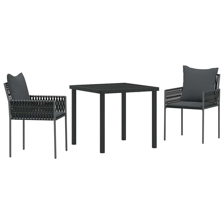 Have Spisebordssæt 3 pcs Sort og grå PE Rattan