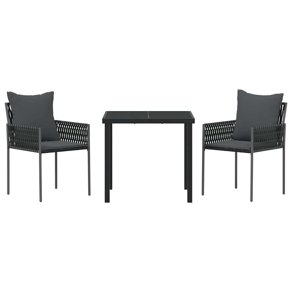 Have Spisebordssæt 3 pcs Sort og grå PE Rattan