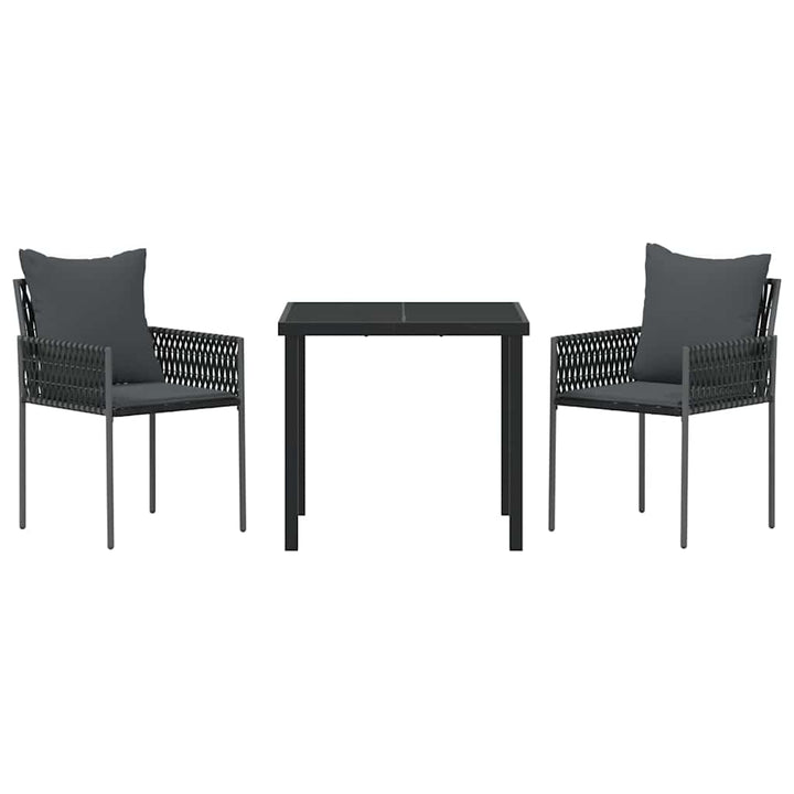 Have Spisebordssæt 3 pcs Sort og grå PE Rattan