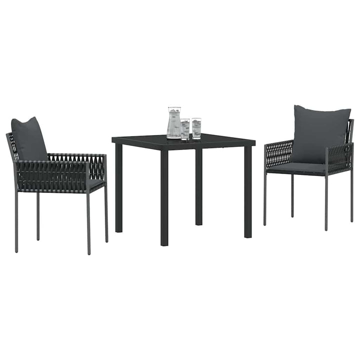 Have Spisebordssæt 3 pcs Sort og grå PE Rattan