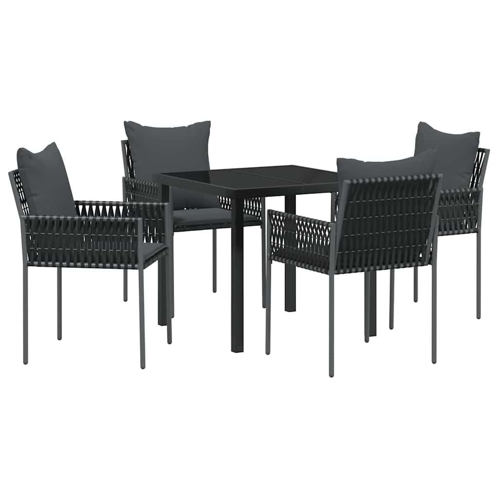 Have Spisebordssæt 5 pcs Sort og grå PE Rattan