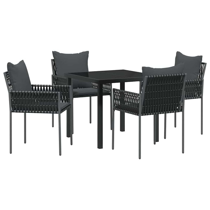Have Spisebordssæt 5 pcs Sort og grå PE Rattan