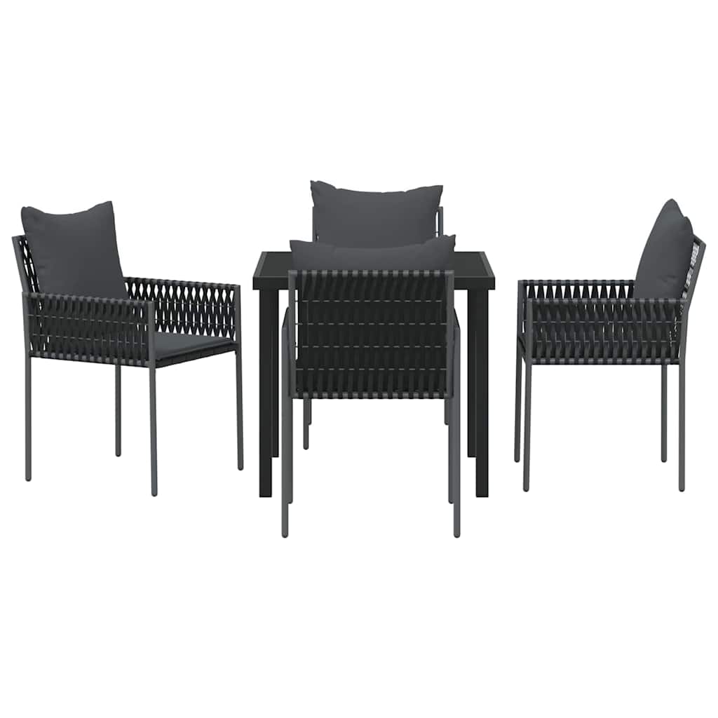 Have Spisebordssæt 5 pcs Sort og grå PE Rattan