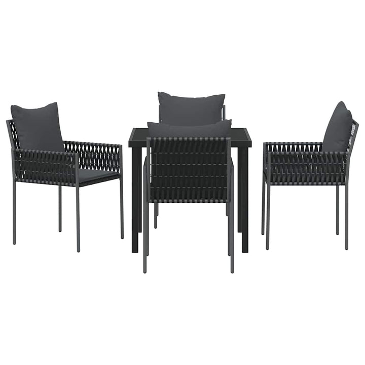 Have Spisebordssæt 5 pcs Sort og grå PE Rattan