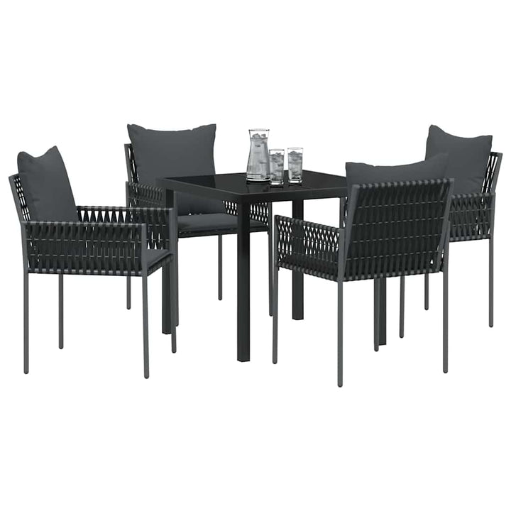 Have Spisebordssæt 5 pcs Sort og grå PE Rattan