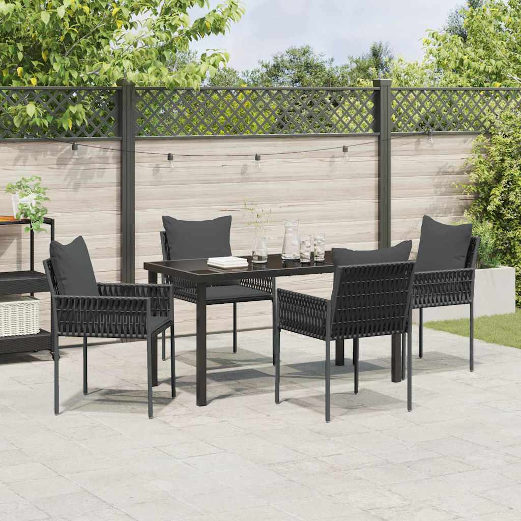 Have Spisebordssæt 5 pcs Sort og grå PE Rattan