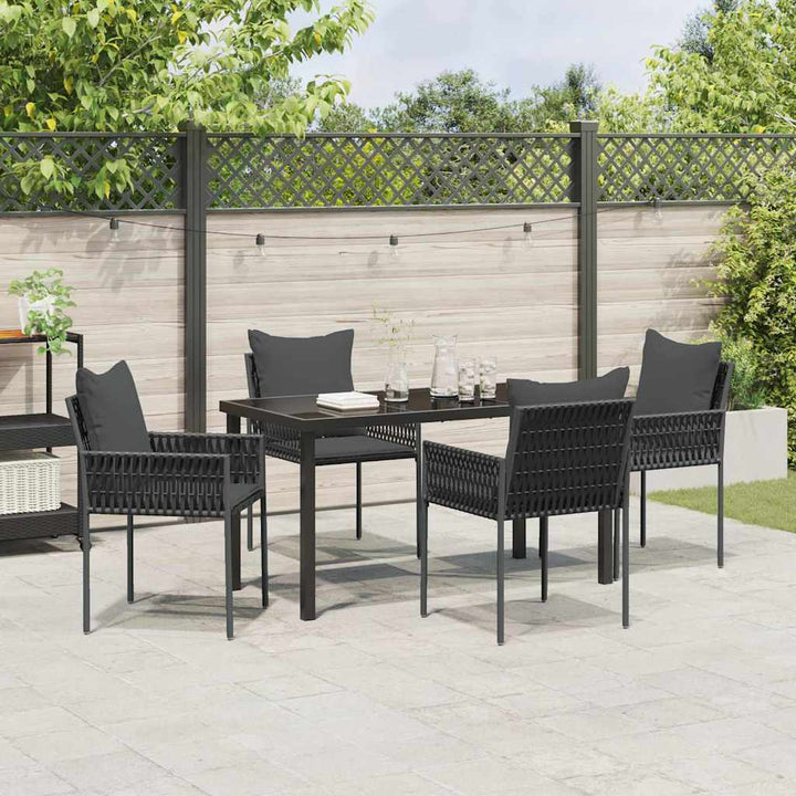 Have Spisebordssæt 5 pcs Sort og grå PE Rattan