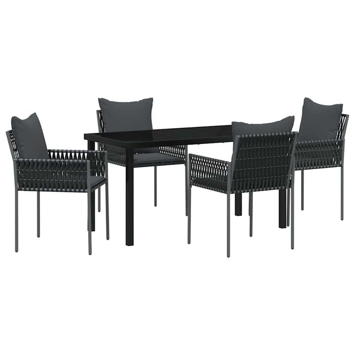 Have Spisebordssæt 5 pcs Sort og grå PE Rattan