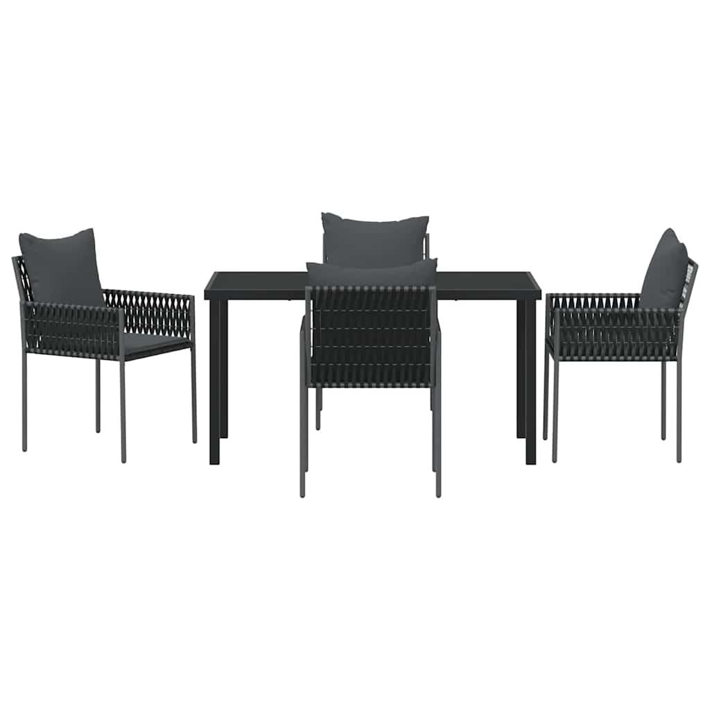 Have Spisebordssæt 5 pcs Sort og grå PE Rattan