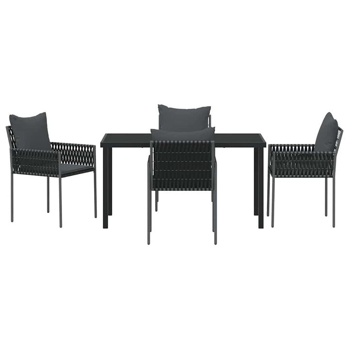 Have Spisebordssæt 5 pcs Sort og grå PE Rattan