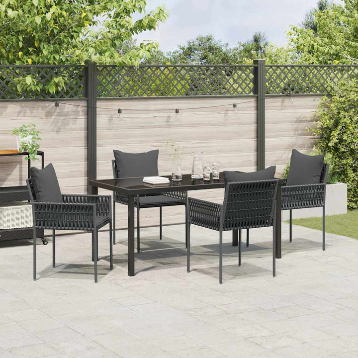 Have Spisebordssæt 5 pcs Sort og grå PE Rattan
