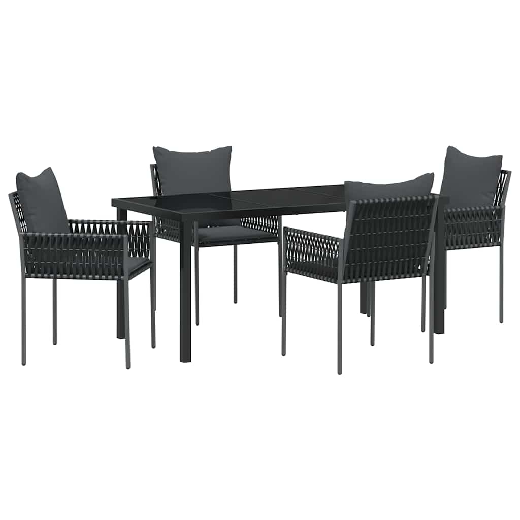 Have Spisebordssæt 5 pcs Sort og grå PE Rattan