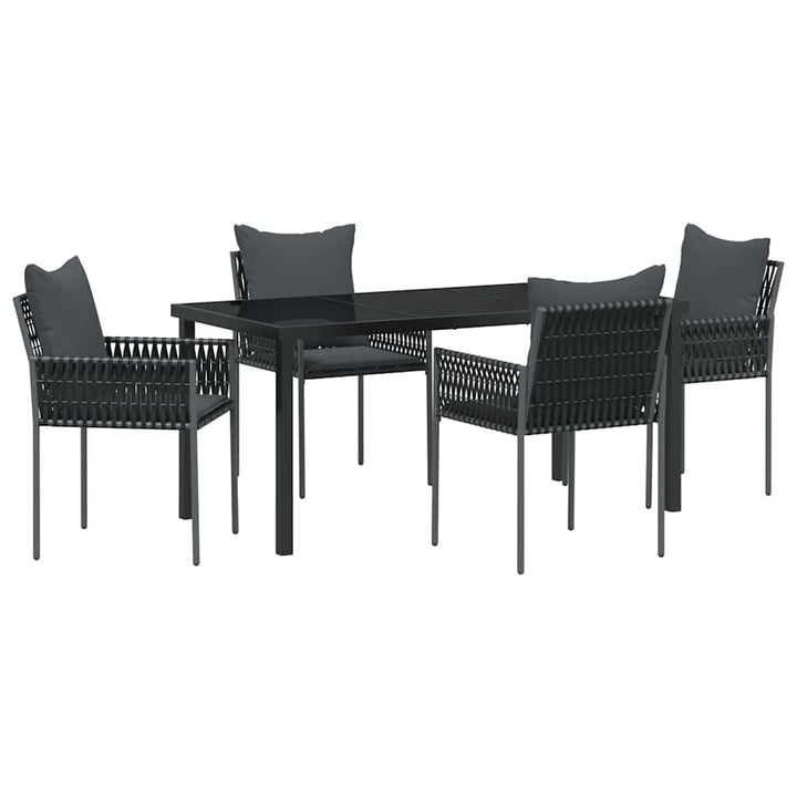 Have Spisebordssæt 5 pcs Sort og grå PE Rattan
